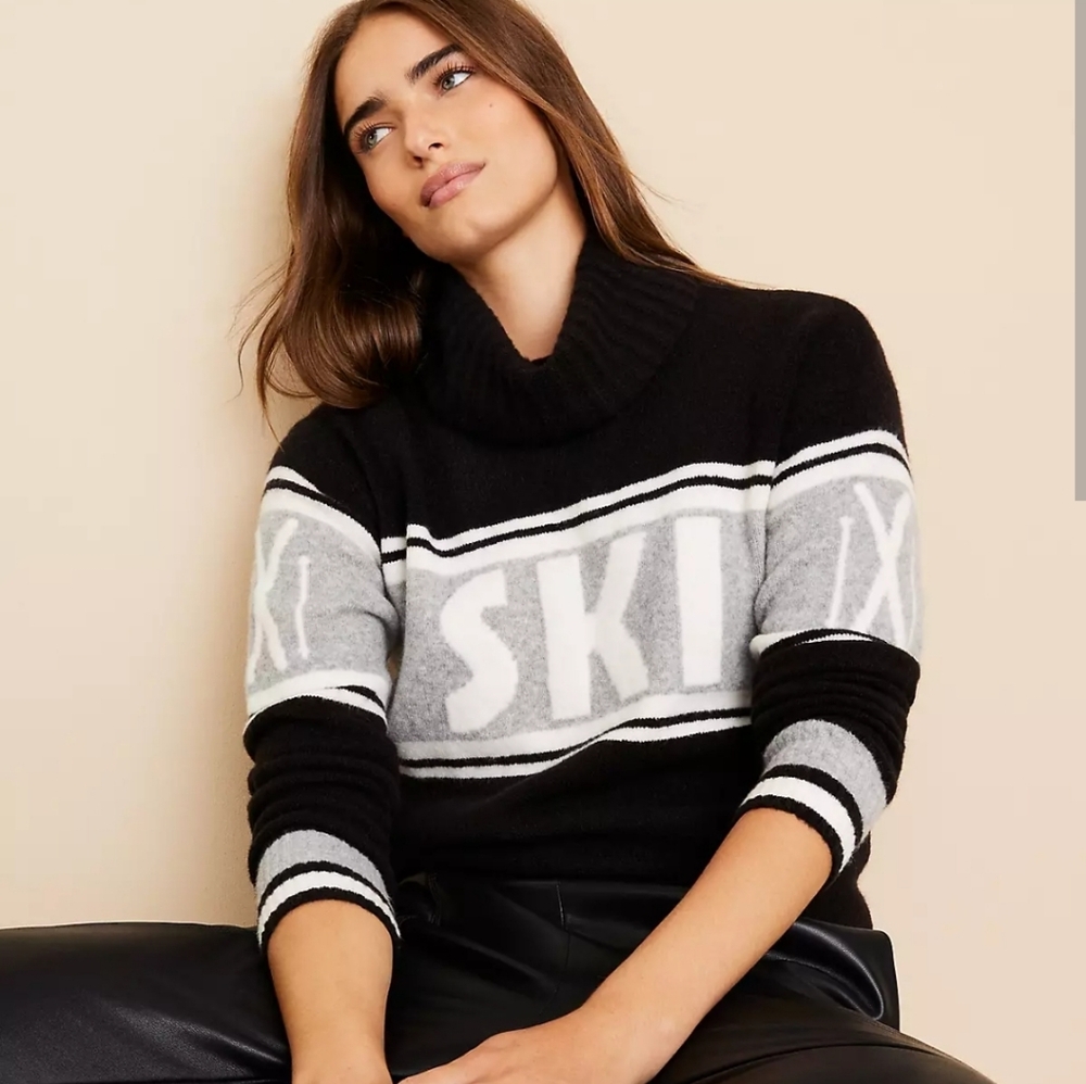 Lou & Grey Black and Gray Turtleneck Sweater Size XL